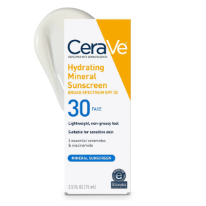 CeraVe Hydrating Mineral Sunscreen for Face Spf 30 75ml